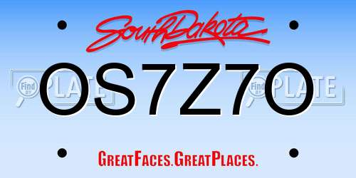 OS7Z7O South Dakota License Plate