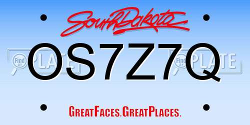 OS7Z7Q South Dakota License Plate