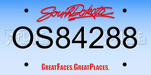 OS84288 South Dakota License Plate