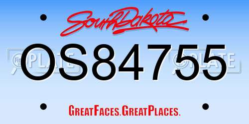 OS84755 South Dakota License Plate