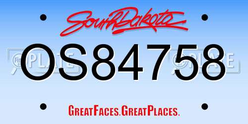 OS84758 South Dakota License Plate