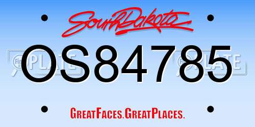 OS84785 South Dakota License Plate