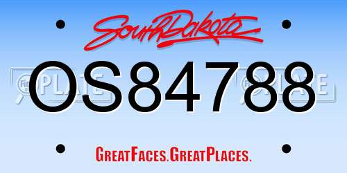 OS84788 South Dakota License Plate