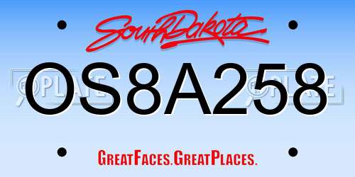 OS8A258 South Dakota License Plate