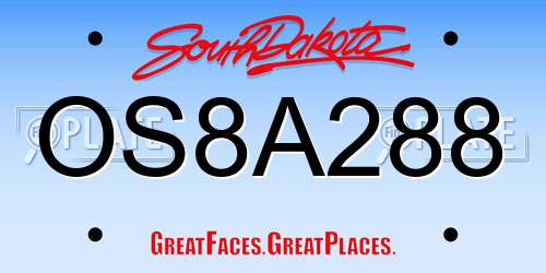OS8A288 South Dakota License Plate