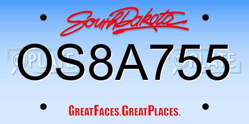 OS8A755 South Dakota License Plate