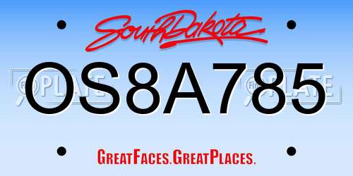 OS8A785 South Dakota License Plate