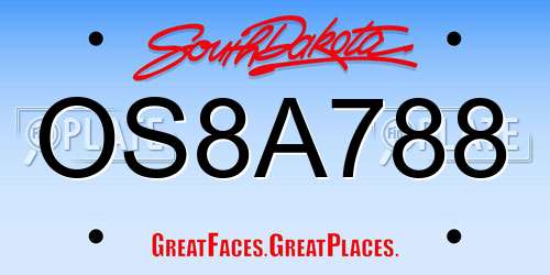 OS8A788 South Dakota License Plate