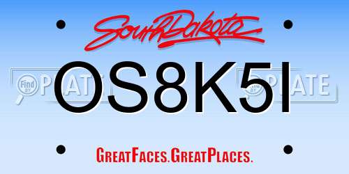 OS8K5I South Dakota License Plate