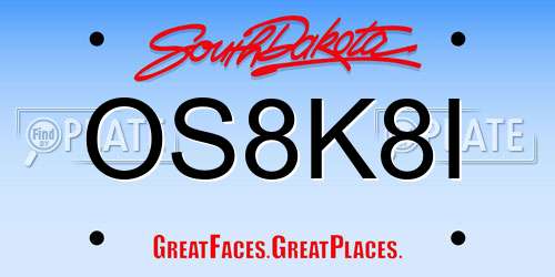 OS8K8I South Dakota License Plate