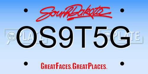 OS9T5G South Dakota License Plate