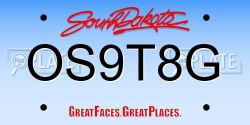OS9T8G South Dakota License Plate