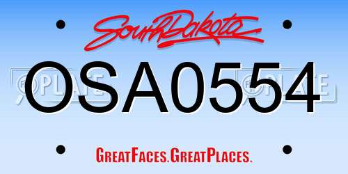 OSA0554 South Dakota License Plate