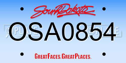 OSA0854 South Dakota License Plate