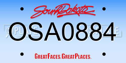 OSA0884 South Dakota License Plate