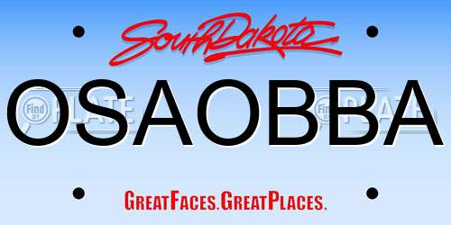 OSAOBBA South Dakota License Plate