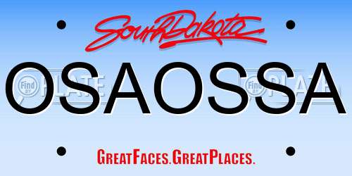 OSAOSSA South Dakota License Plate