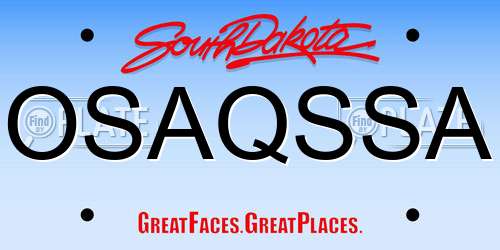 OSAQSSA South Dakota License Plate