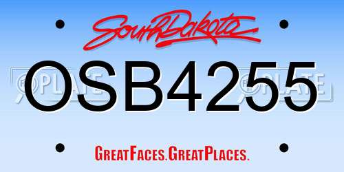 OSB4255 South Dakota License Plate