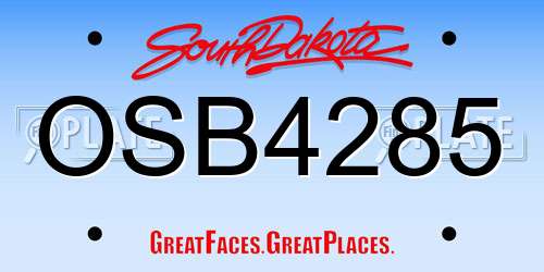 OSB4285 South Dakota License Plate