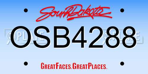 OSB4288 South Dakota License Plate