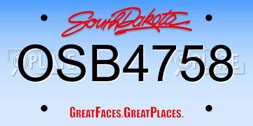 OSB4758 South Dakota License Plate