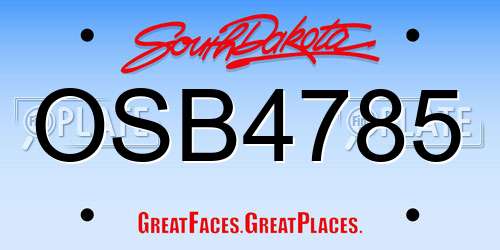 OSB4785 South Dakota License Plate