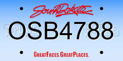 OSB4788 South Dakota License Plate