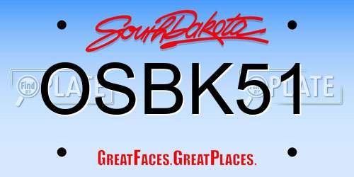 OSBK51 South Dakota License Plate