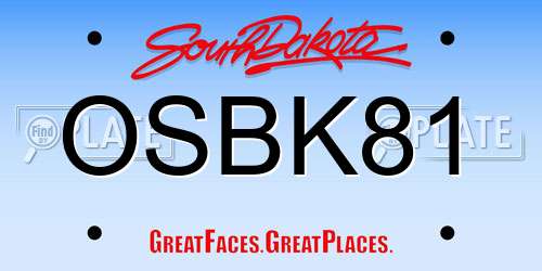 OSBK81 South Dakota License Plate