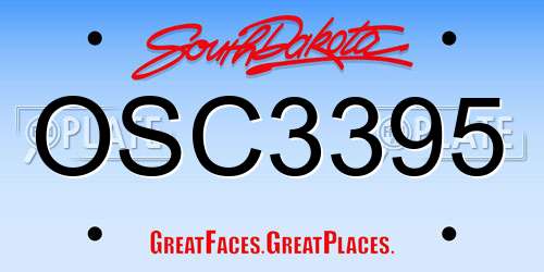 OSC3395 South Dakota License Plate