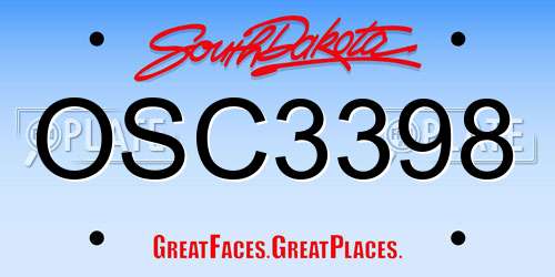 OSC3398 South Dakota License Plate