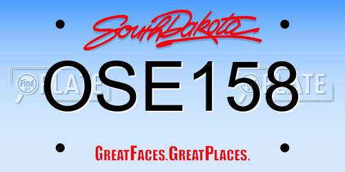 OSE158 South Dakota License Plate
