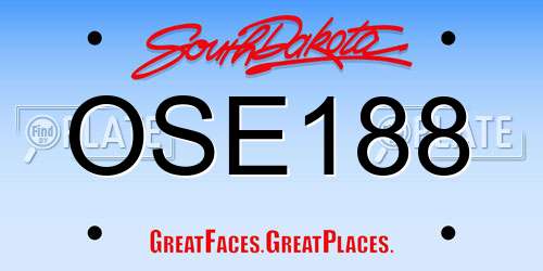 OSE188 South Dakota License Plate