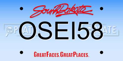 OSEI58 South Dakota License Plate