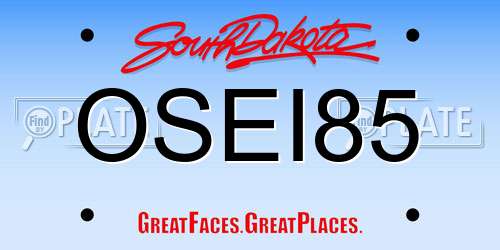 OSEI85 South Dakota License Plate