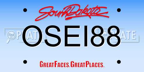 OSEI88 South Dakota License Plate