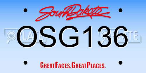 OSG136 South Dakota License Plate