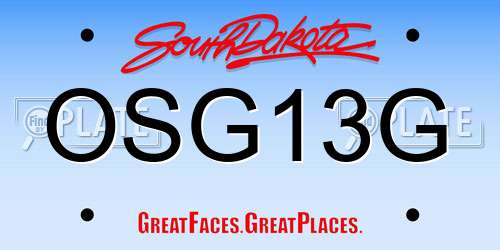 OSG13G South Dakota License Plate