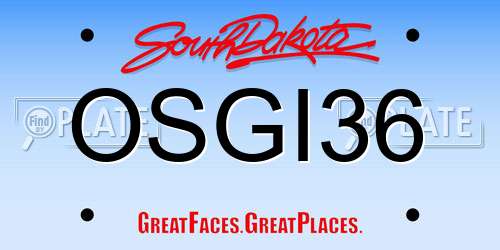 OSGI36 South Dakota License Plate