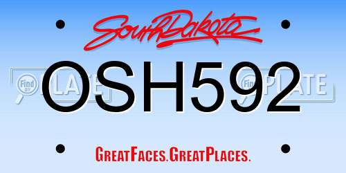 OSH592 South Dakota License Plate