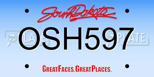 OSH597 South Dakota License Plate