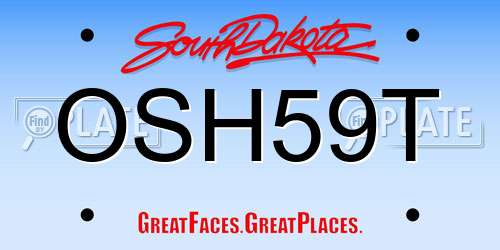 OSH59T South Dakota License Plate