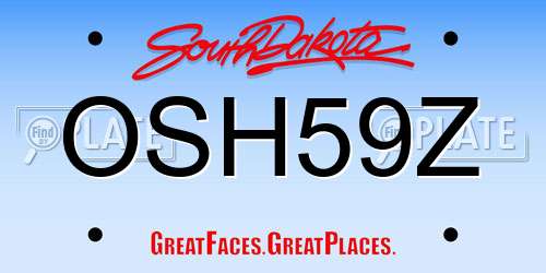 OSH59Z South Dakota License Plate