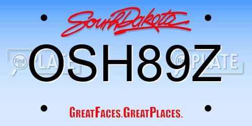 OSH89Z South Dakota License Plate