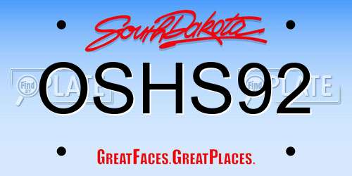 OSHS92 South Dakota License Plate