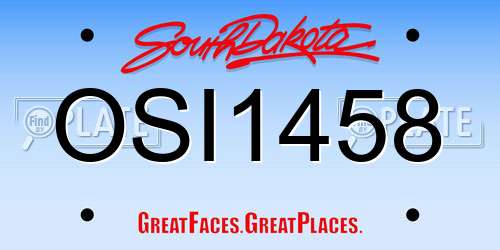 OSI1458 South Dakota License Plate