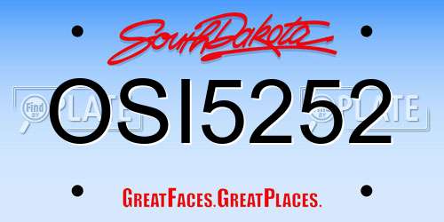 OSI5252 South Dakota License Plate