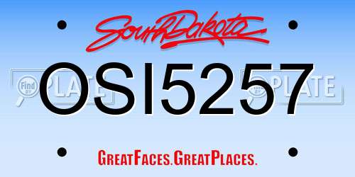 OSI5257 South Dakota License Plate