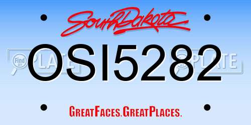 OSI5282 South Dakota License Plate